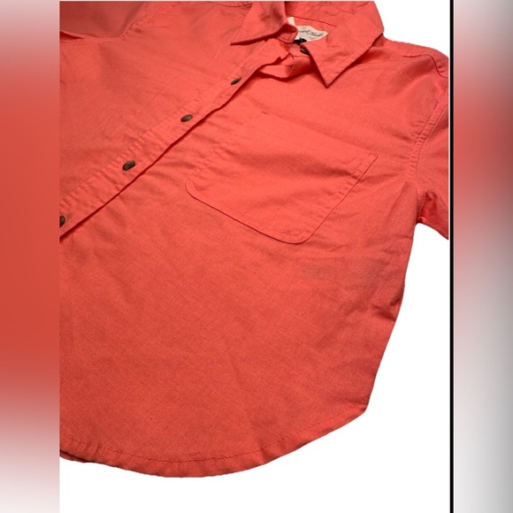 Women's Long Sleeve Button Down Cropped Shirt  Universal Thread Coral - Picture 5 of 9